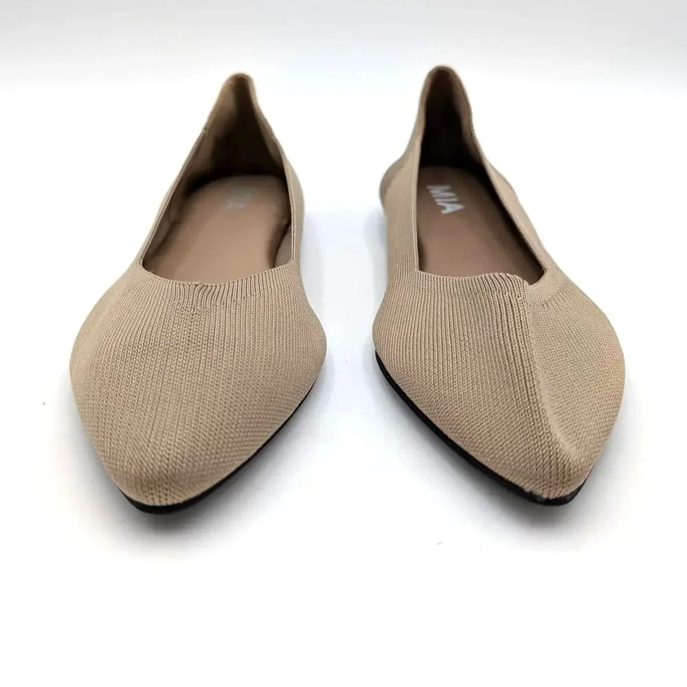 Mia Kerri Pointed Toe Ballet Flat Shoes Women's Dark Sand Size US8M EU38.5